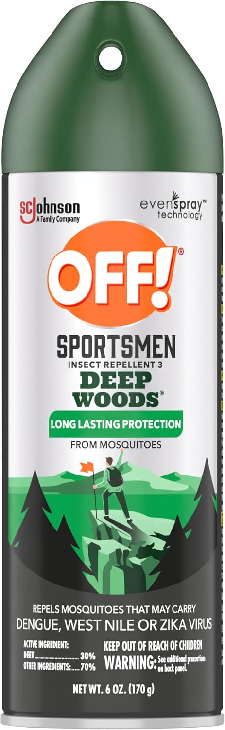 OFF! Deep Woods Sportsmen Insect Repellent Aerosol, Bug Spray Containing 30% DEET, Protects Against Mosquitoes and Ticks, 6 Oz, (Pack of 4)