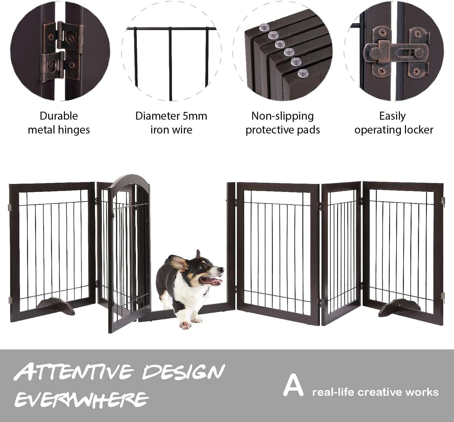 PAWLAND Extra Wide Foldable Dog gate for Doorway, Indoor, 72“ Wide, 30" H
