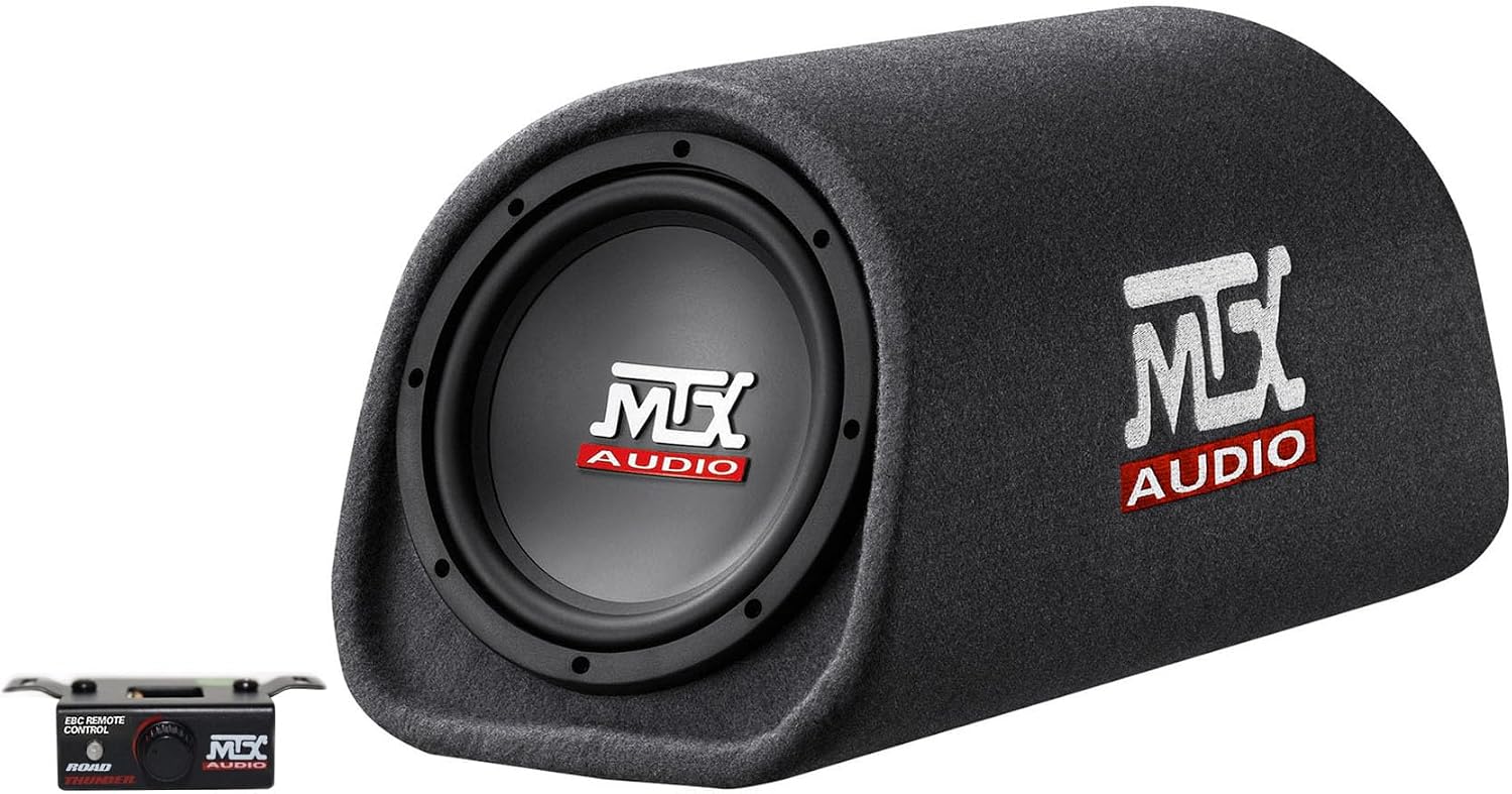 MTX Road Thunder RT8PT 8 240 Watt Powered Subwoofer in Vented/Ported Bass Tube