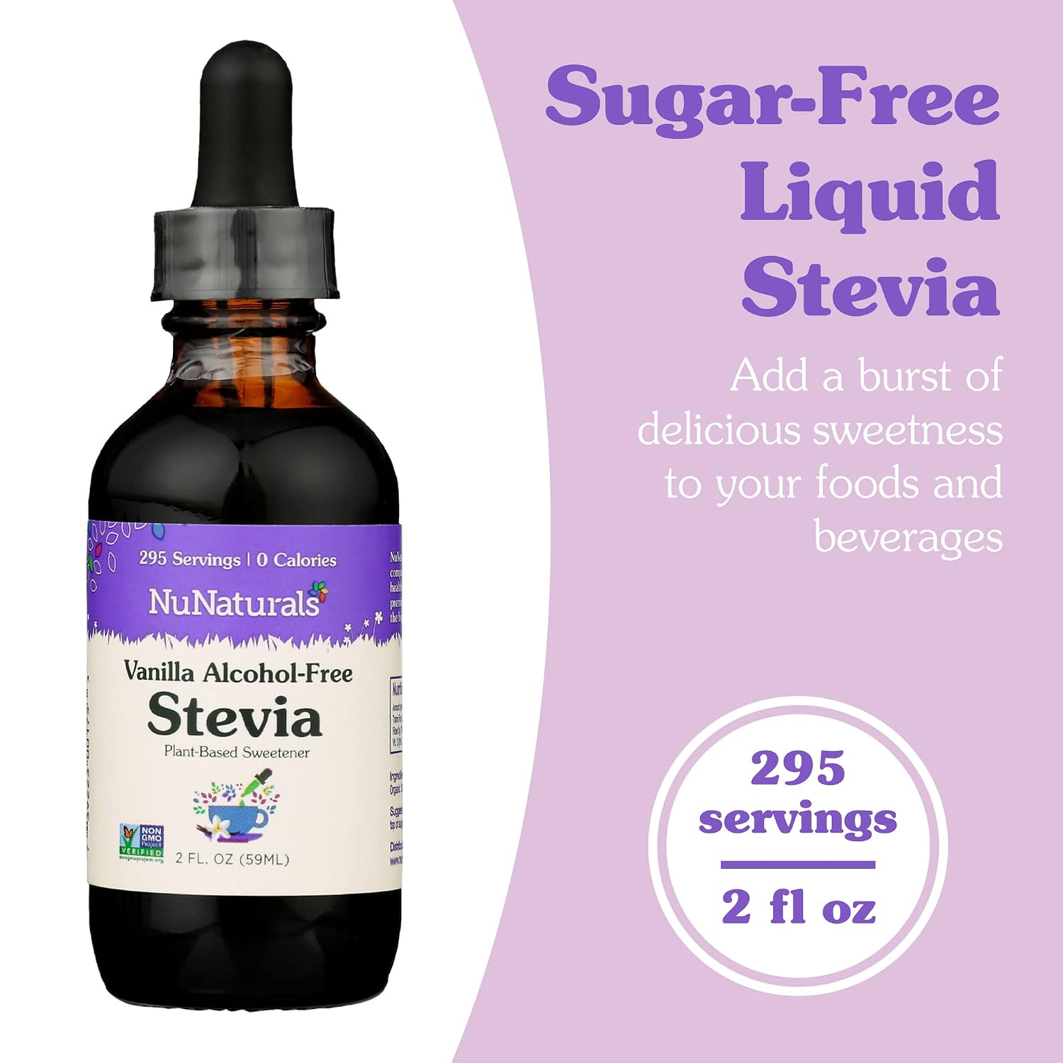 NuNaturals Liquid Stevia Sweetener, Unflavored Alcohol-Free, 2oz