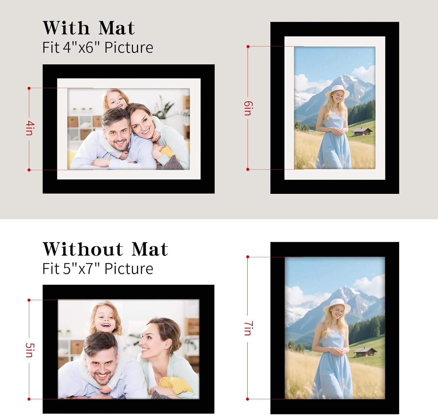 Picture Frames 8x8 2 Pack Made of Solid Wood Black for Wall Mounting and Tabletop Display