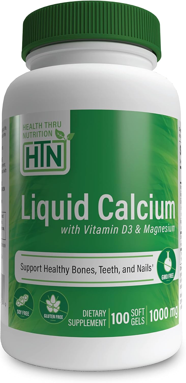 Health Thru Nutrition Liquid Calcium 1000mg, Magnesium 400mg, Vitamin D3 1,000iu and Boron | Bone Restore & Strength with 6 Calcium Complex | 3rd Party Tested | Non-GMO Gluten Free (Pack of 100) | Calcium 1000mg, Magnesium 400mg, Vitamin D3 1,000iu and B…