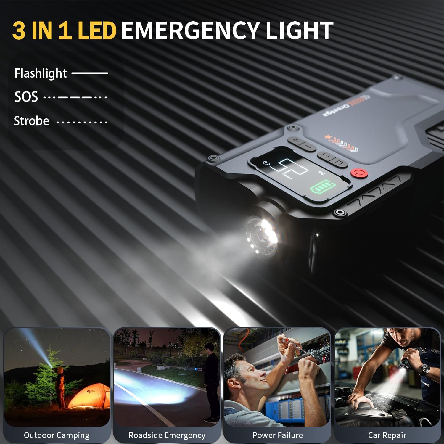 9000A Car Battery Charger Jump Starter with Air Compressor, 150PSI Tire Inflator Air Pump(All Gas/16L Diesel)