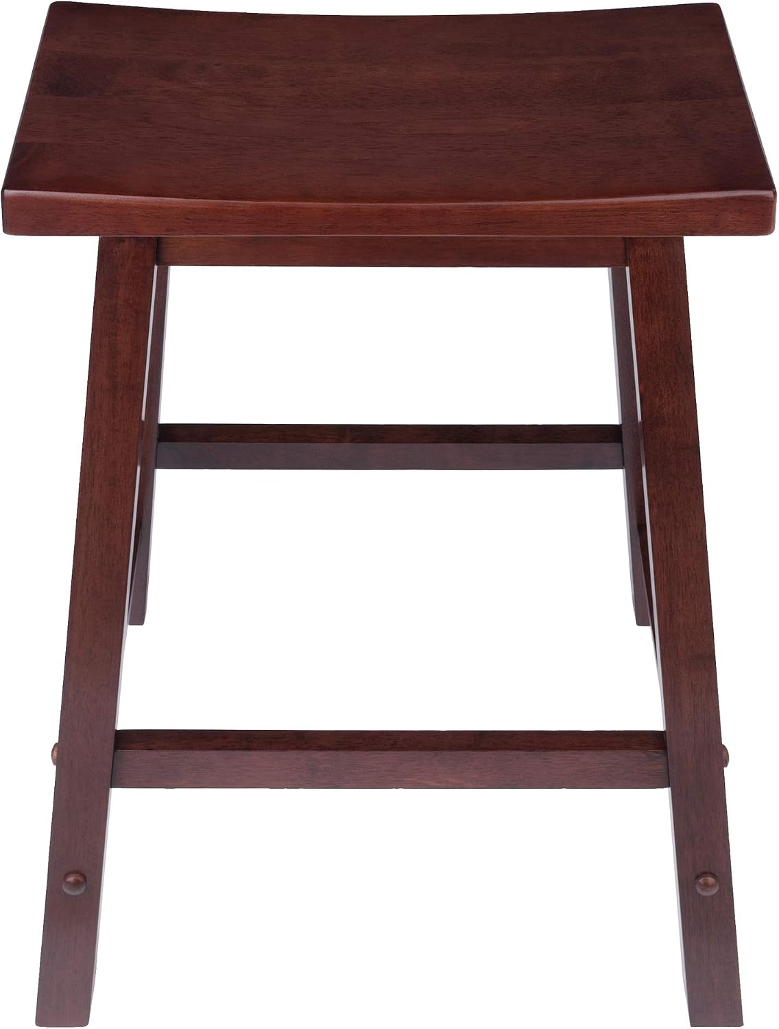 Winsome Satori Saddle Seat Counter Stool, Walnut, 24" | Classic Backless Bar Chairs for Kitchen & Dining Room Seating, Timeless Essential Furniture for Home, Dorm, Apartments