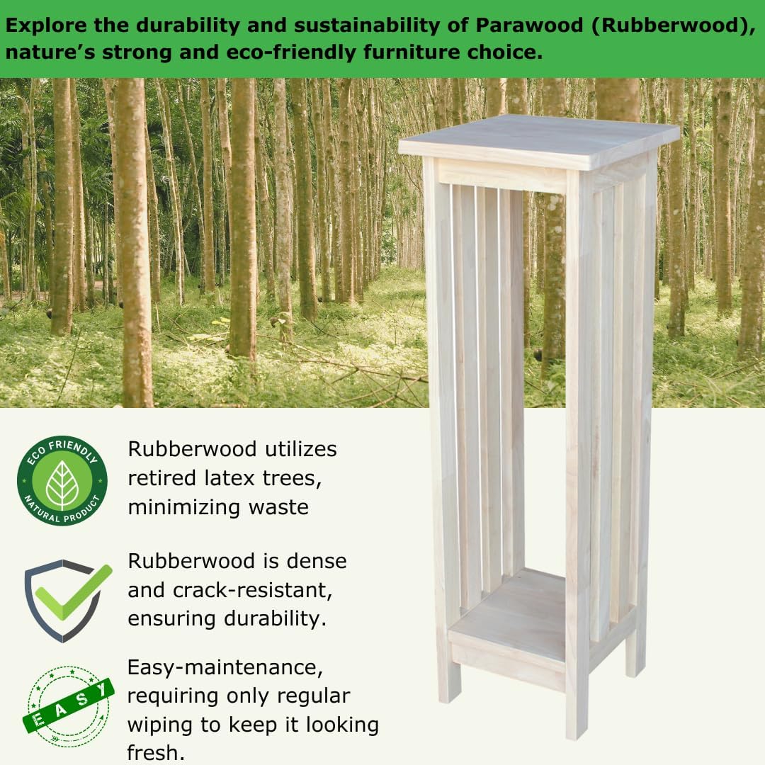IC International Concepts Solid Wood Mission Plant Stand, Unfinished