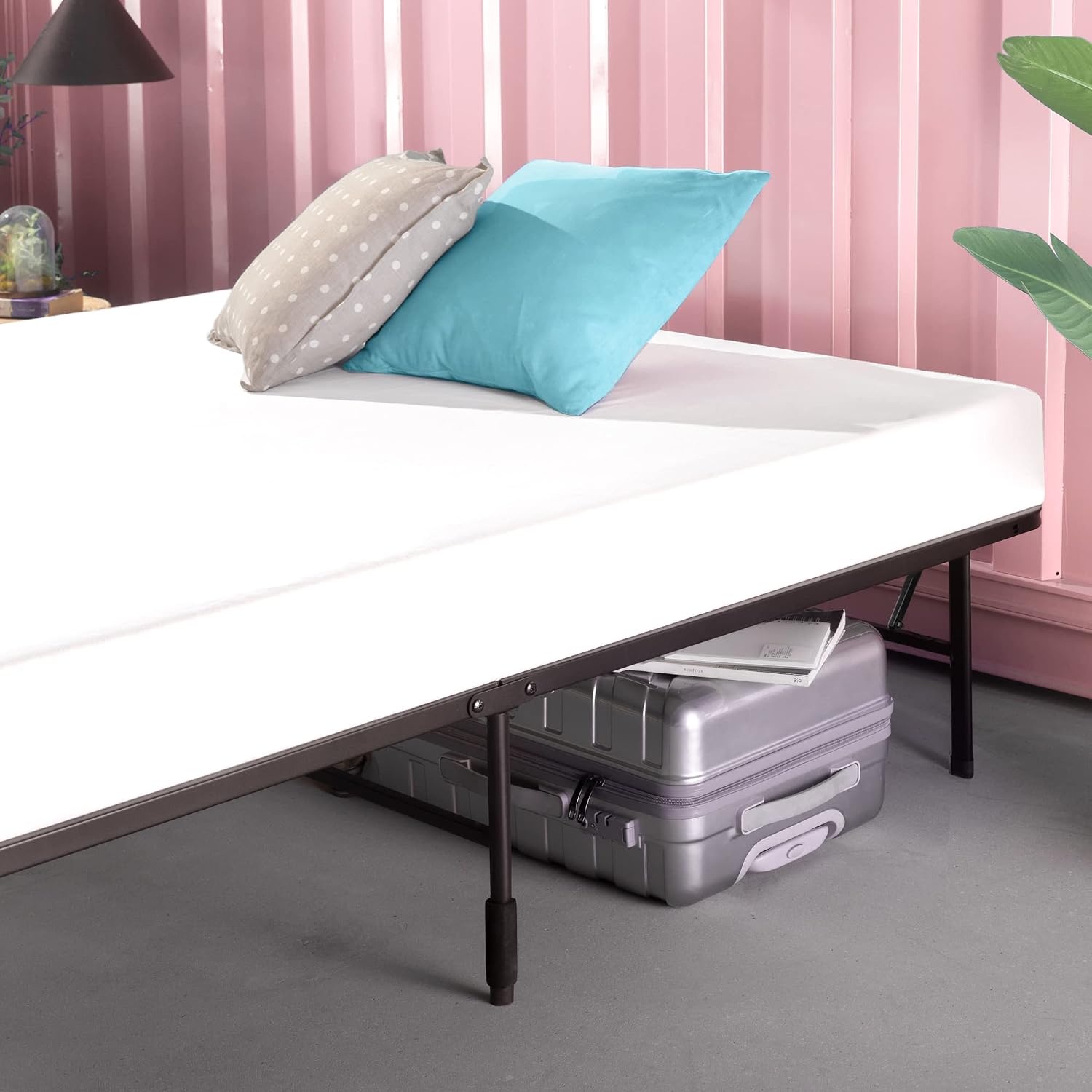 Zinus SmartBase Tool-Free Assembly Mattress Foundation, 14 Inch Metal Platform Bed Frame, No Box Spring Needed, Sturdy Steel Frame, Underbed Storage, Black, Queen