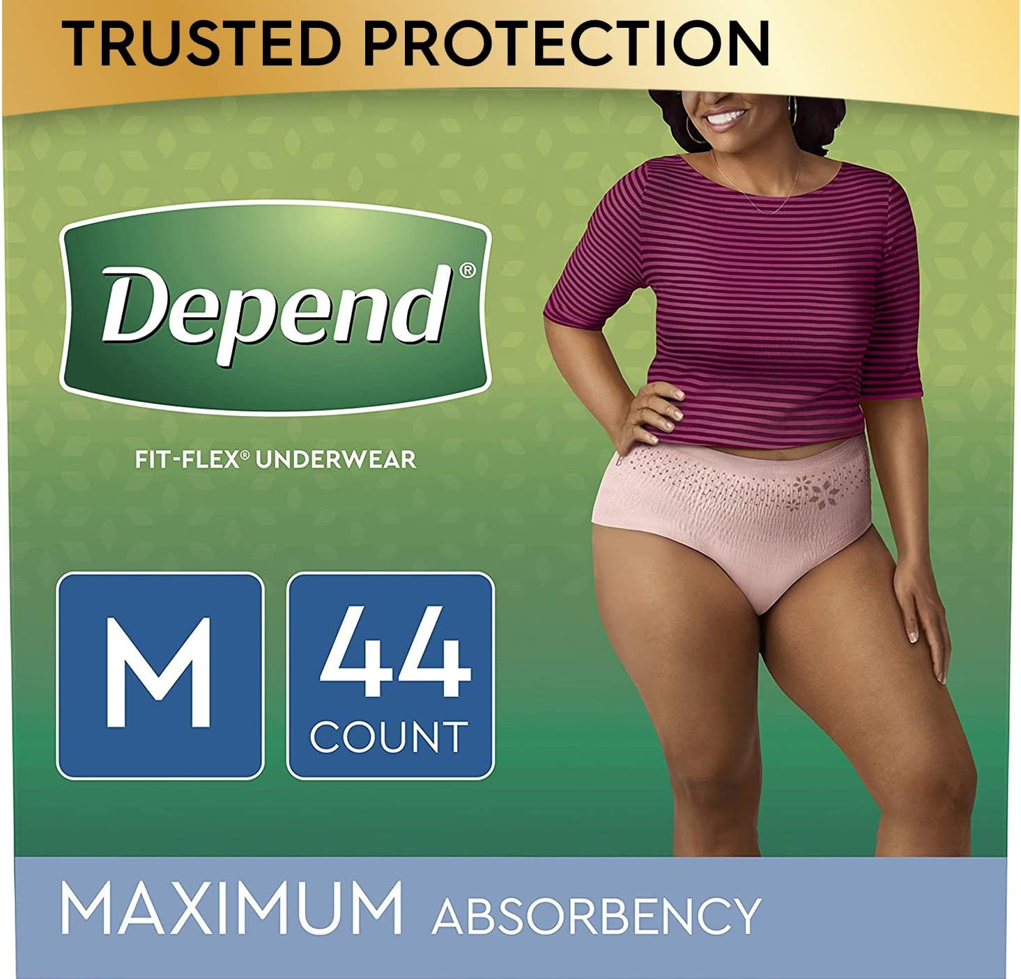 Depend FIT-FLEX Incontinence Underwear for Women, Disposable, Maximum Absorbency, Large, Blush, 52 Count (2 Packs of 26) (Packaging May Vary)