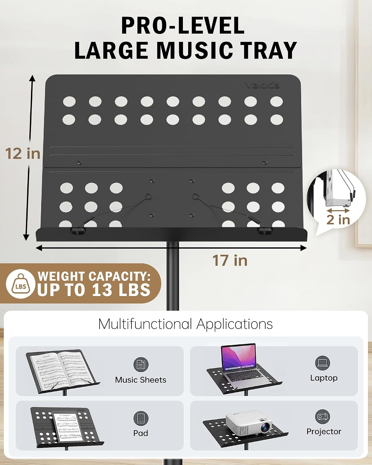 Vekkia Metal Professional Portable Perforated Sheet Music Stand