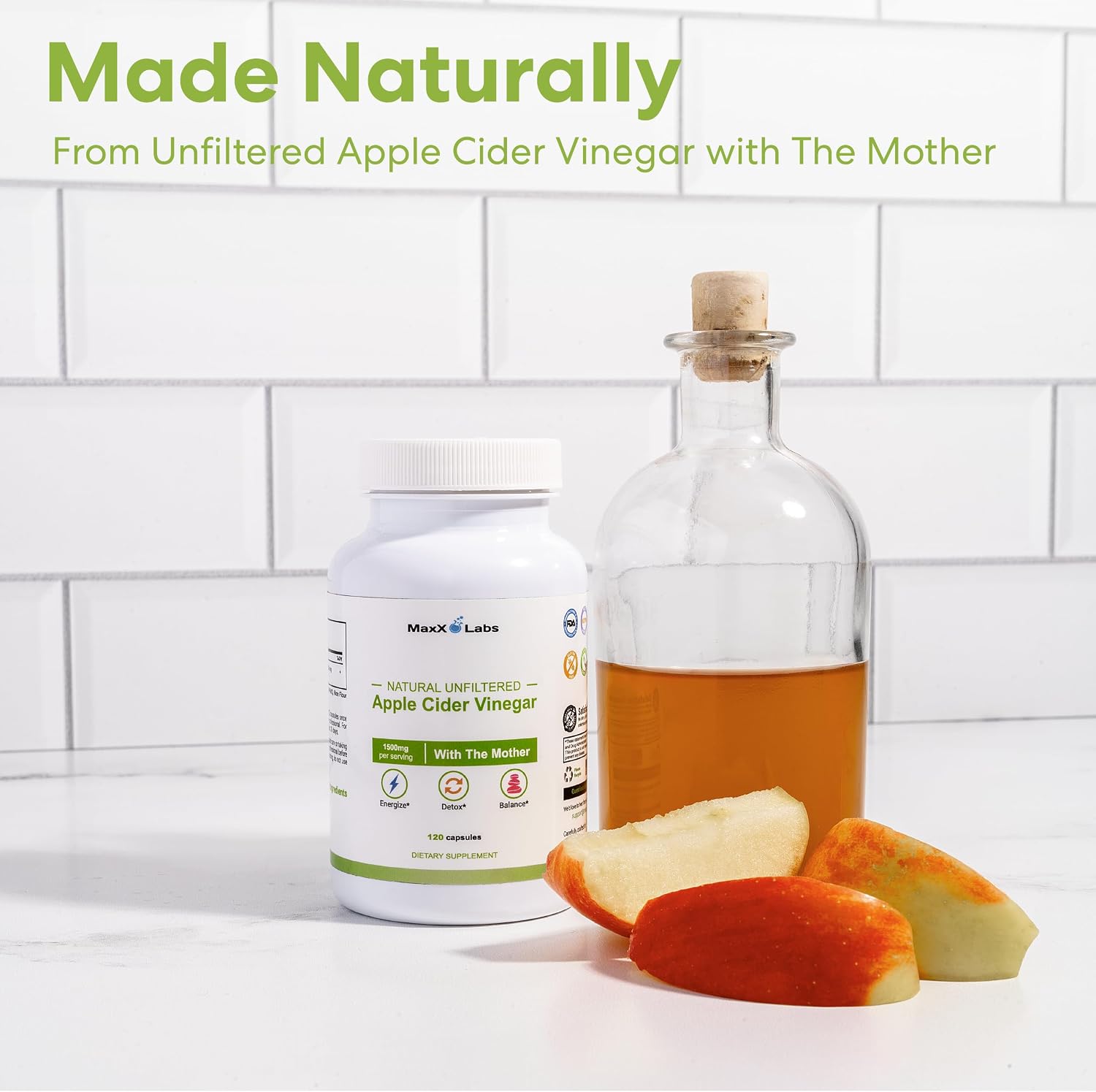 Apple Cider Vinegar Capsules with The Mother 1500 Mg, 60 Day Supply | ACV Pills to Helps Improve Energy, Support Efforts to Improve Immunity and Digestion - Non GMO, High Potency by MaxX Labs