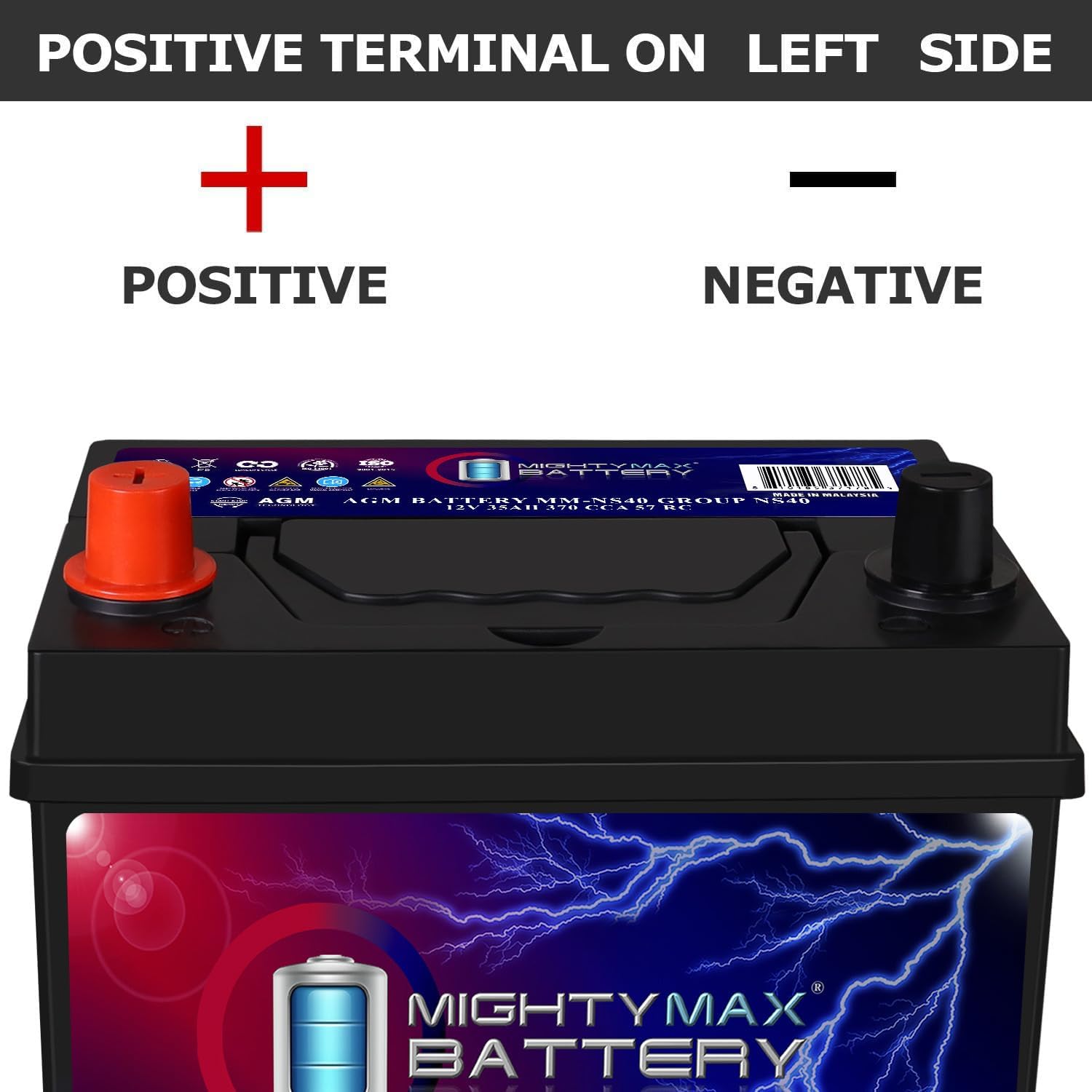 Mighty Max Battery MM-H8 Start and Stop Car BCI Group 49 12V 95Ah, 160RC, 900 CCA Rechargeable AGM Car Battery