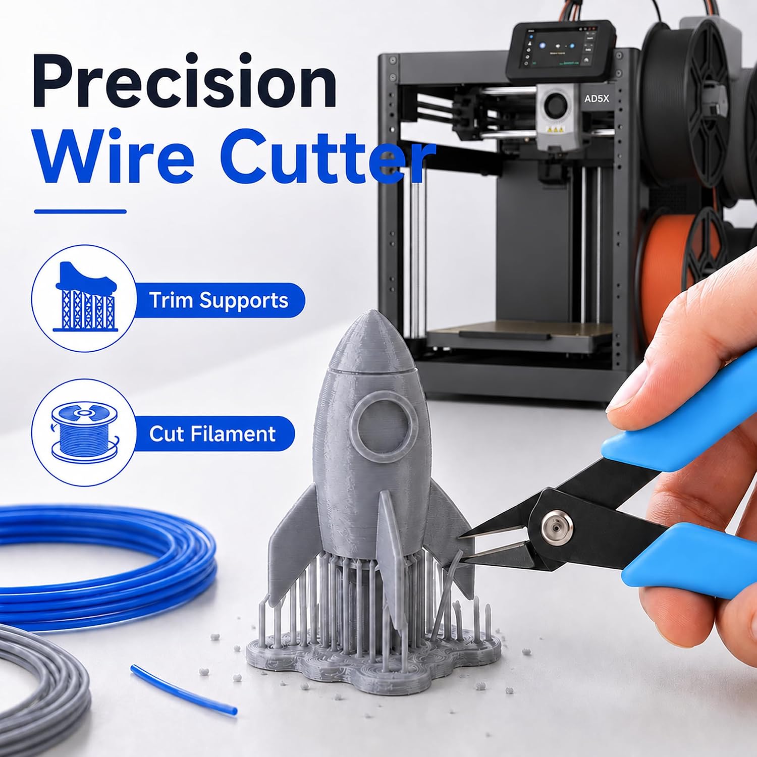 3D Printer Tool Kit for Flashforge AD5X, Nozzle Cleaning Accessories | Includes silicone socks, nozzle brushes, PTFE tube, clog poke, Allen keys