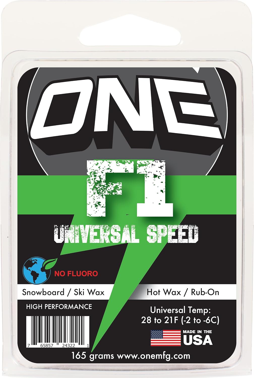 ONE MFG - F1 Hot Wax/Rub-on Universal Speed Conditions Formula Wax – Snowboard/Ski/Nordic 165g-High-Performance