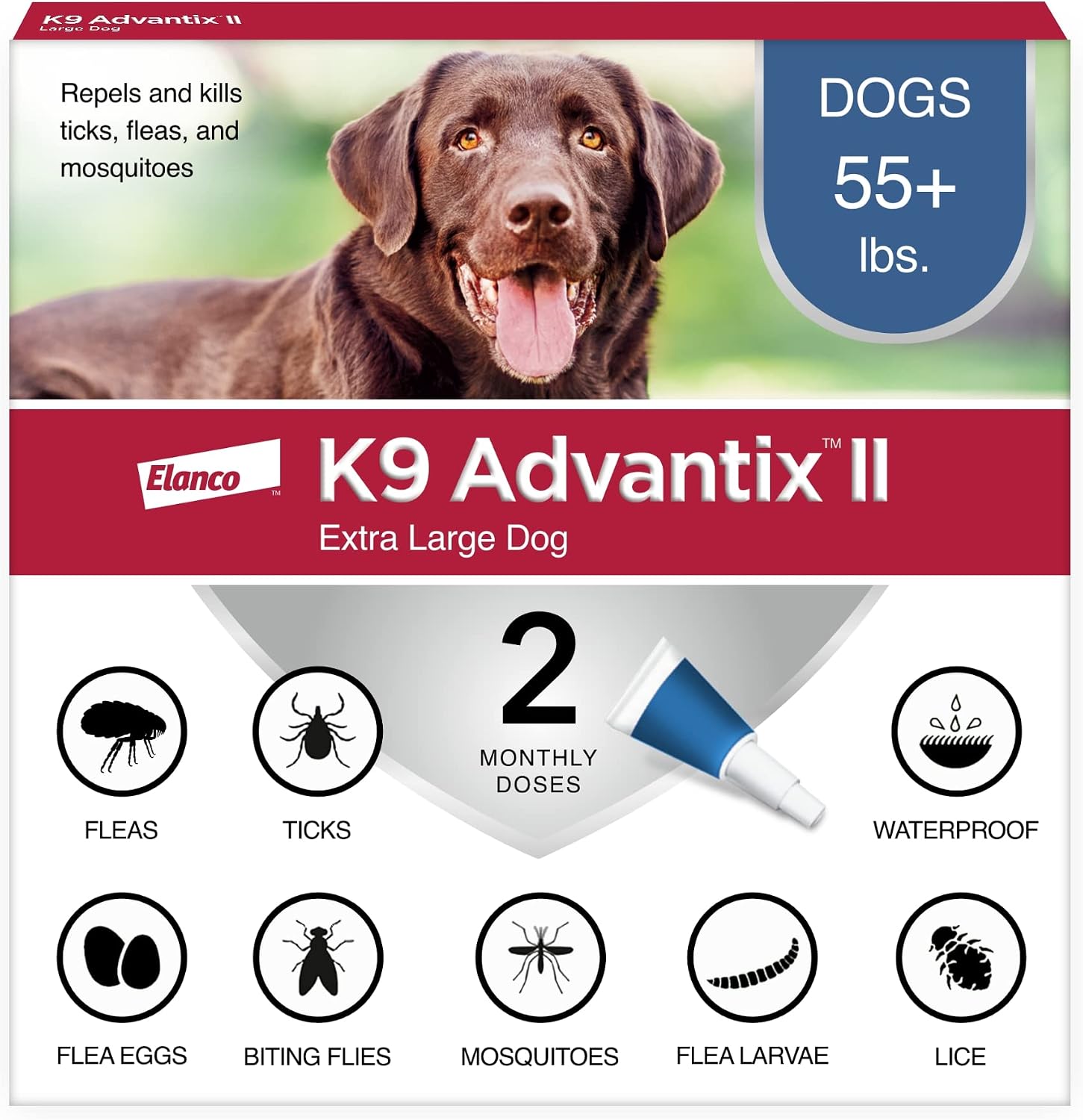 K9 Advantix II XL Dog Vet-Recommended Flea, Tick & Mosquito Treatment & Prevention | Dogs Over 55 lbs. | 6-Mo Supply