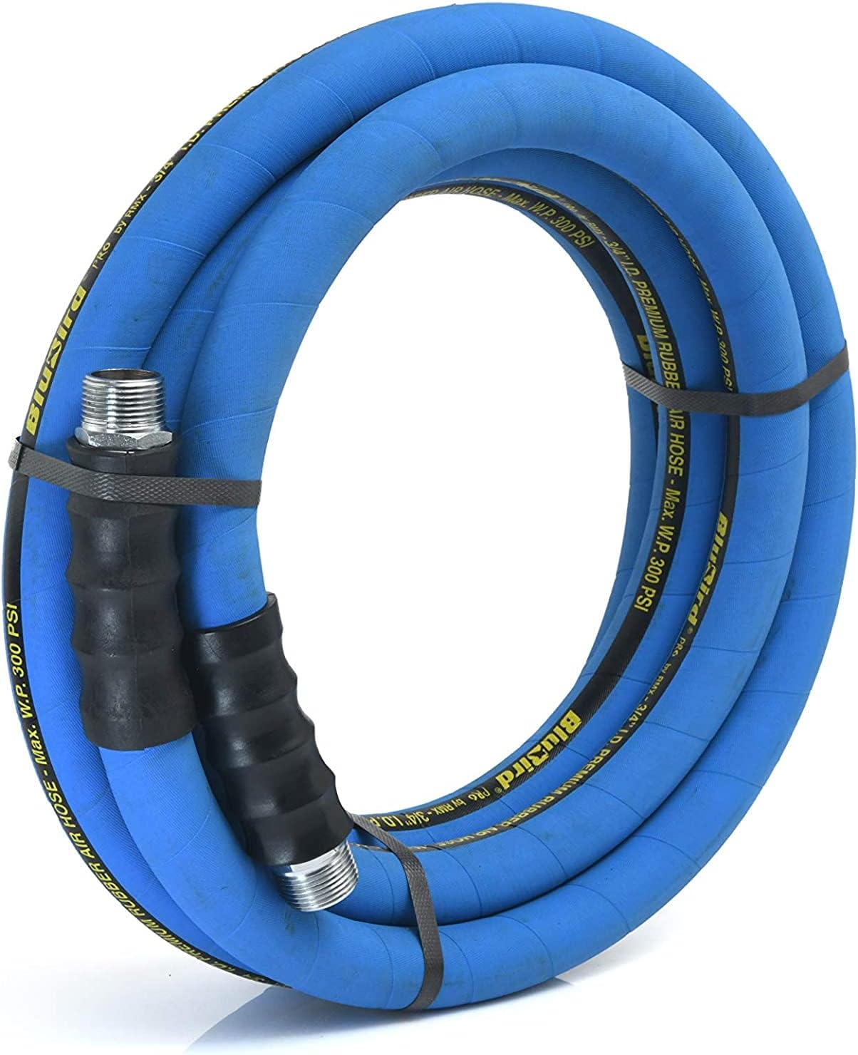 BLUBIRD BB3450 3/4" x 50' Rubber Air Hose, 100% Rubber, Lightest, Strongest, Most Flexible, 300 PSI, 50F to 190F Degrees, Ozone Resistant, High Strength Polyester Braided | Heavy Duty Reinforced Air Hose With 300 PSI Rating, Flexible Design, Kink Resista…
