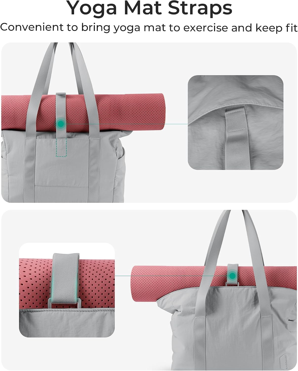 BAGSMART Gym Tote Bag for Women, 24L/28L Travel Tote Yoga Mat Bag