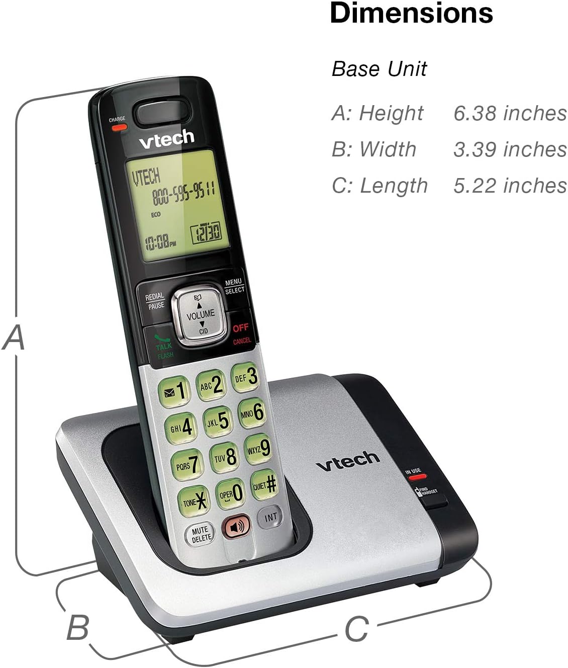 VTech CS6719-2 2-Handset Cordless Phone with Caller ID/Call Waiting, Handset Intercom & Backlit Display/Keypad, Silver