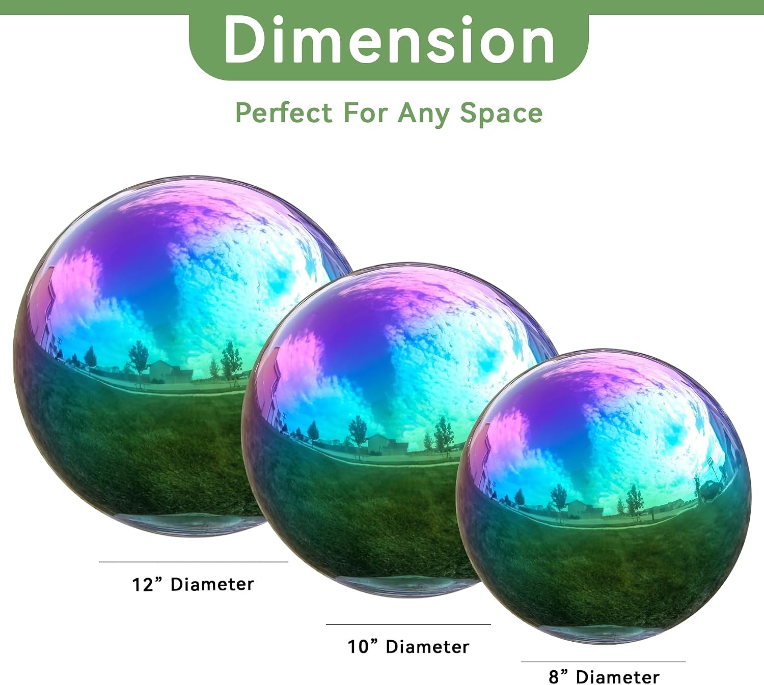 Lily's Home 12 Inch Stainless Steel Gazing Globe Mirror Ball, Colorful and Shiny Addition to Any Garden or Home, Ideal As a Housewarming Gift, Silver