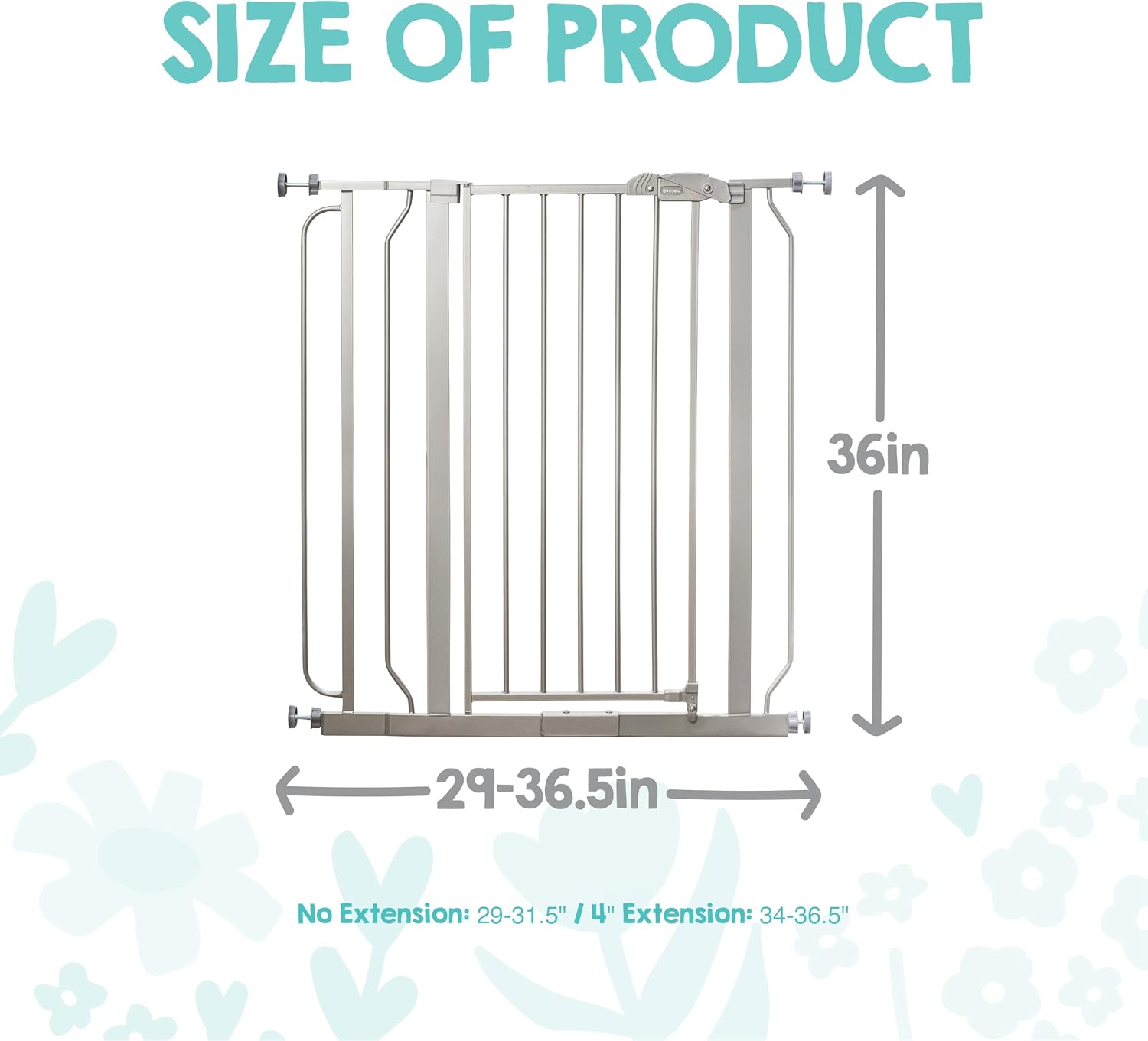 Regalo Safety 29"-49" Extra Wide Baby Gate, Bottom of Stairs & Doorways | Pressure Mounted with Door, For Babies, Toddlers & Pets, White, Tested & Trusted for 30 Years