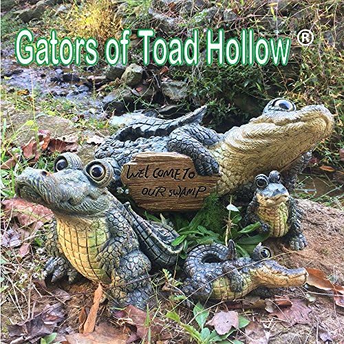 Toad Hollow Extra Large Standing Gator Home & Garden Alligator Statue 15.5" H
