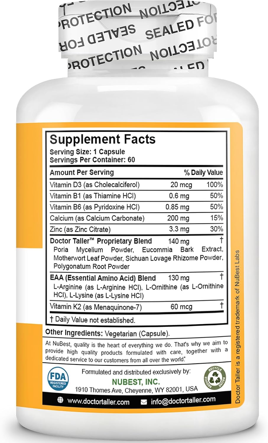 NuBest Doctor Taller - Bone Strength Supports, Enhance Immune System - Keto with Calcium, Vitamin D3, Vitamin K2