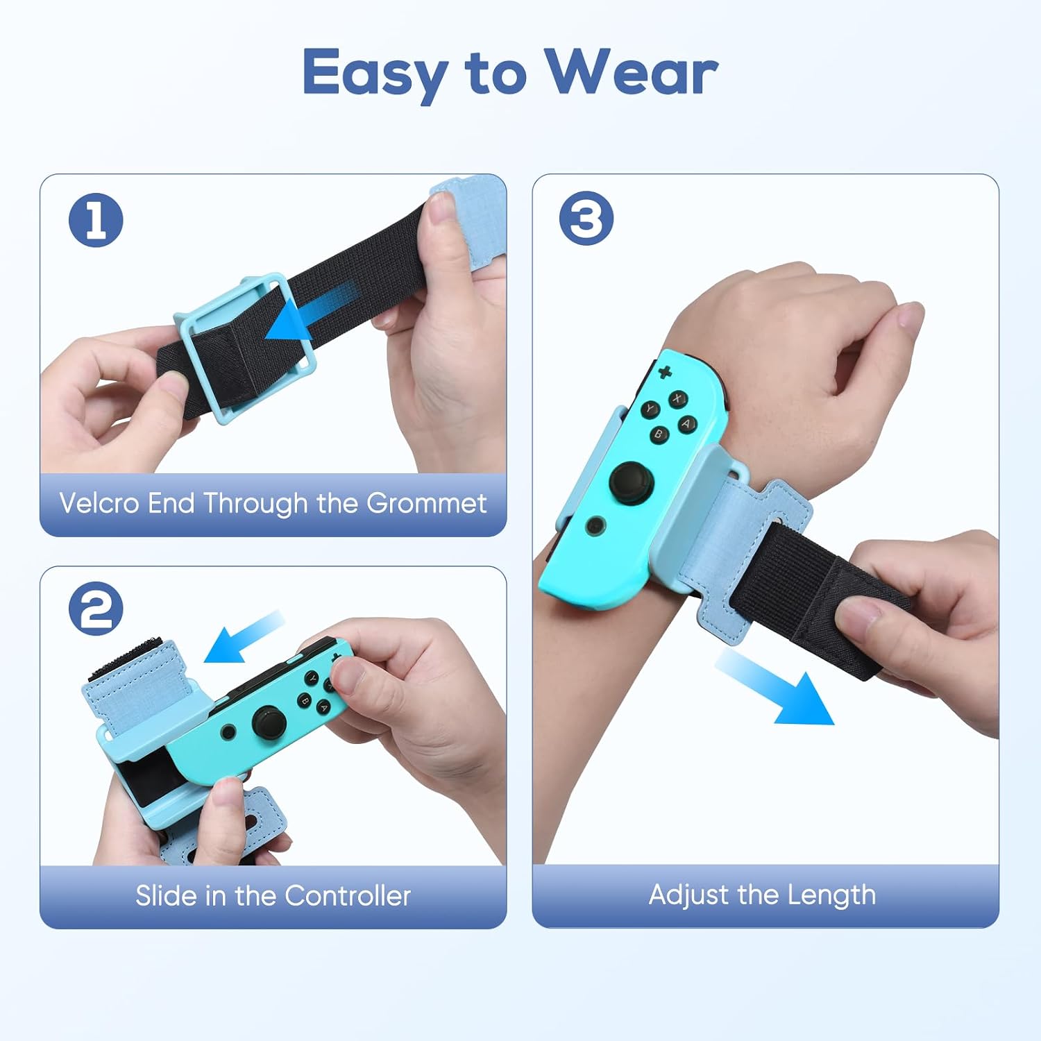 YUANHOT Adjustable Wrist Bands for Switch Joy-Con, Dance Workout, 2 Pack