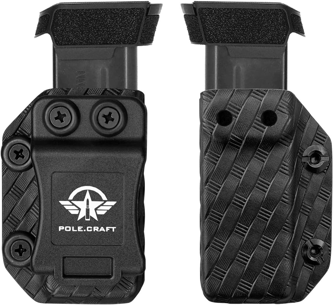 POLE.CRAFT IWB/OWB Magazine Holster Kydex - Mag Carrier Fits: 9mm .40 Double Stack / 9mm .40 Single Stack - P365 1911 Glock 19 19X 17 26 27 28 43 22