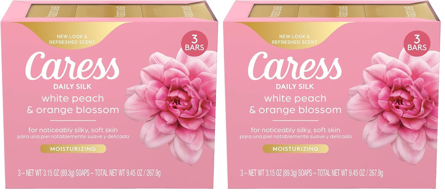 Caress Beauty Bar Soap For Noticeably Silky Soft Skin Daily Silk Extract and Floral Oil Essence 3.15 oz 3 Bars