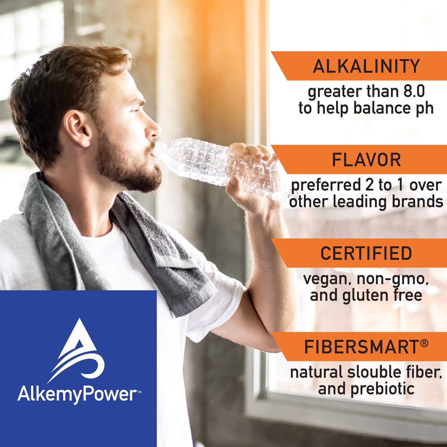 AlkemyPower™ Hydration Electrolyte Powder, No Sugars, Salts, Carbs, Flavors or Calories, 100% Natural, Convenient Stick Pack, 6 Count