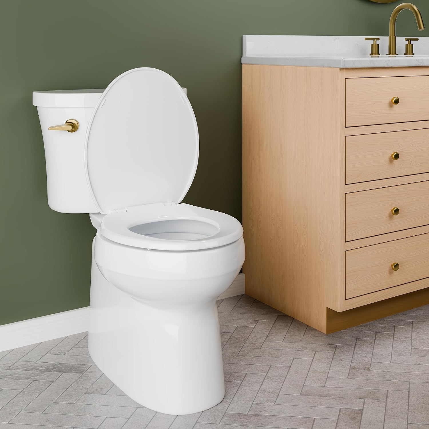 Mayfair Caswell Modern Slow Close Toilet Seat, Durable Plastic, Elongated, White