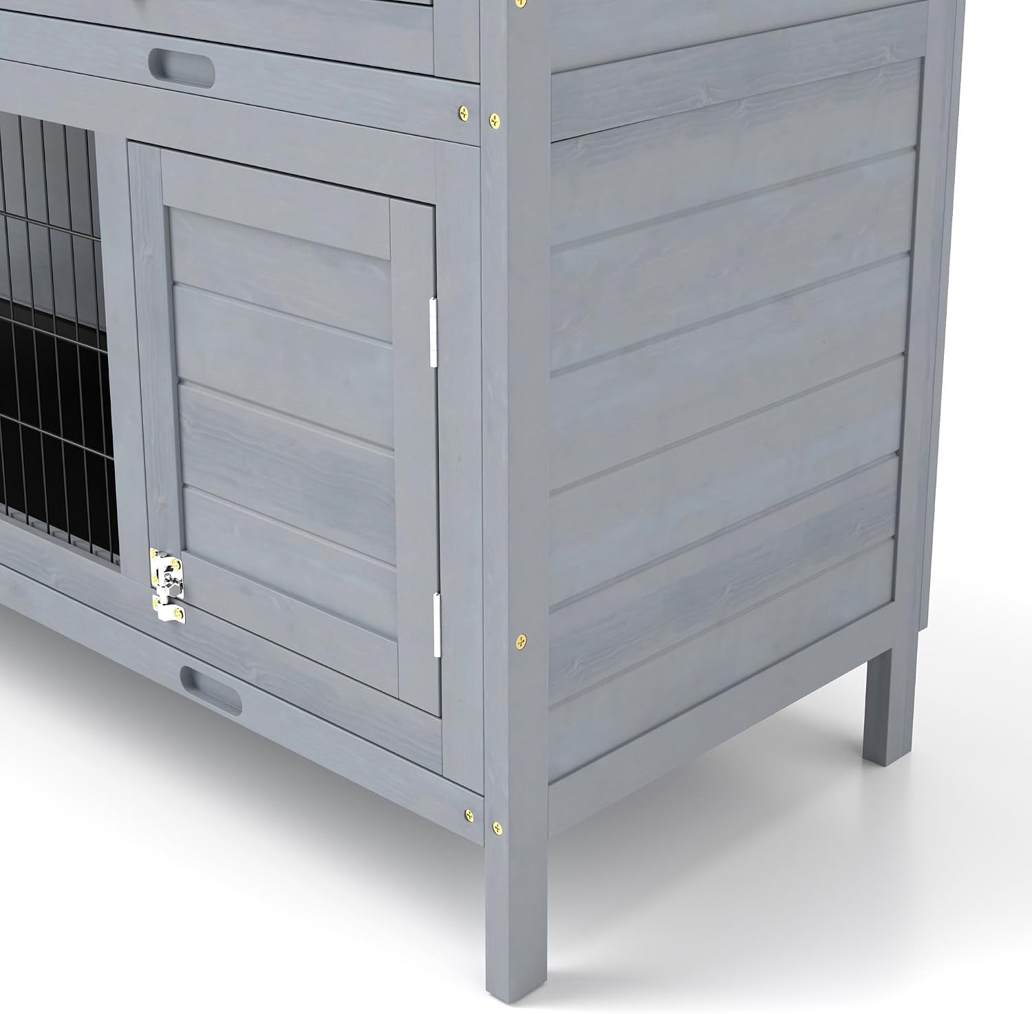 PawHut 54" 2-Story Large Rabbit Hutch Bunny Cage Wooden Pet House Small Animal Habitat with Lockable Doors, No Leak Tray and waterproof Roof for Outdoor/Indoor Orange | Wooden Pet House, Small Animal Habitat, No Leak Tray, Waterproof Roof, for Chickens D…