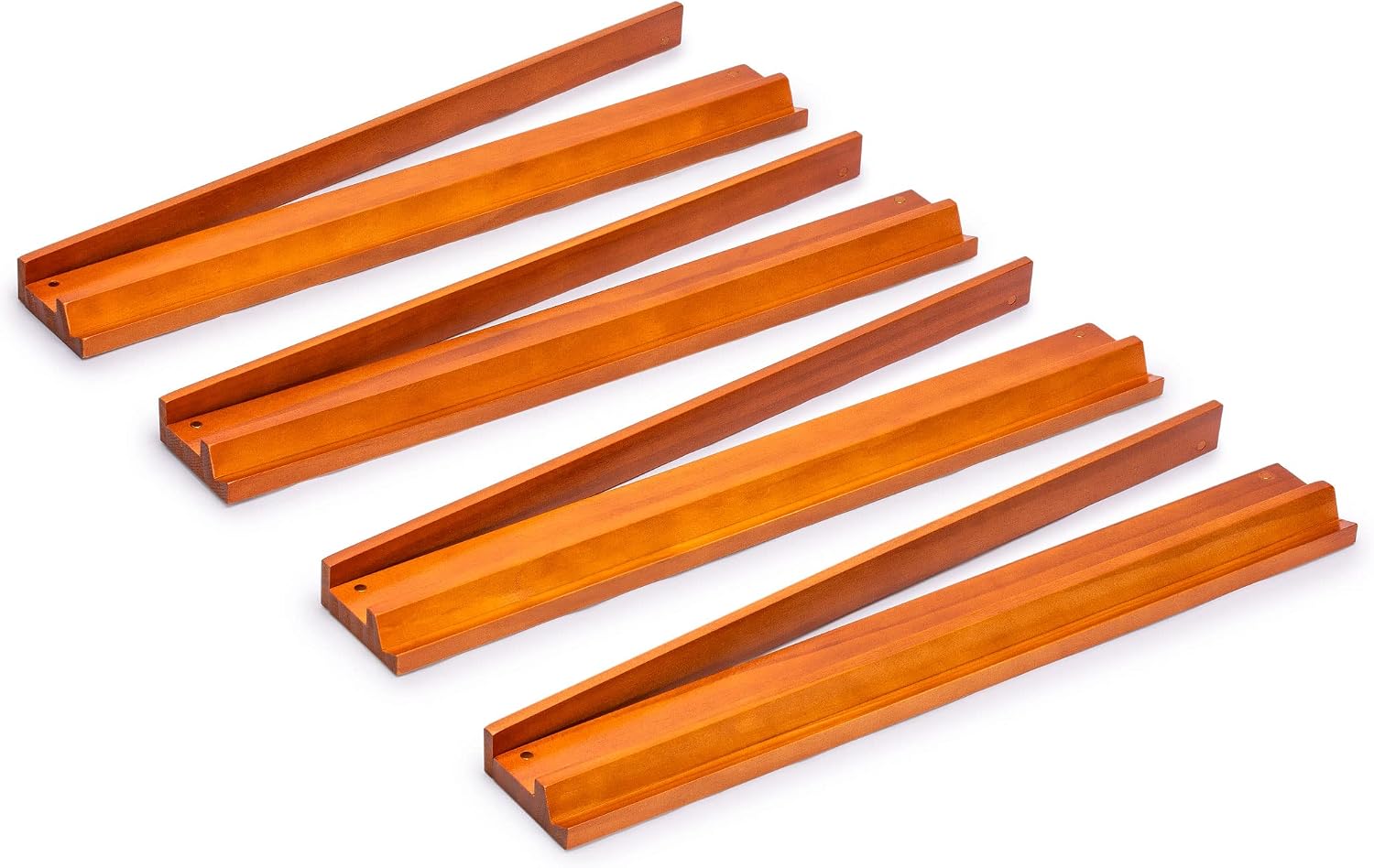 Yellow Mountain Imports Classic Chestnut Color Wooden Mahjong Game Racks with Pushers, 18 Inches - Set of 4 (Includes Magnetically Attached Mahjong Pushers)