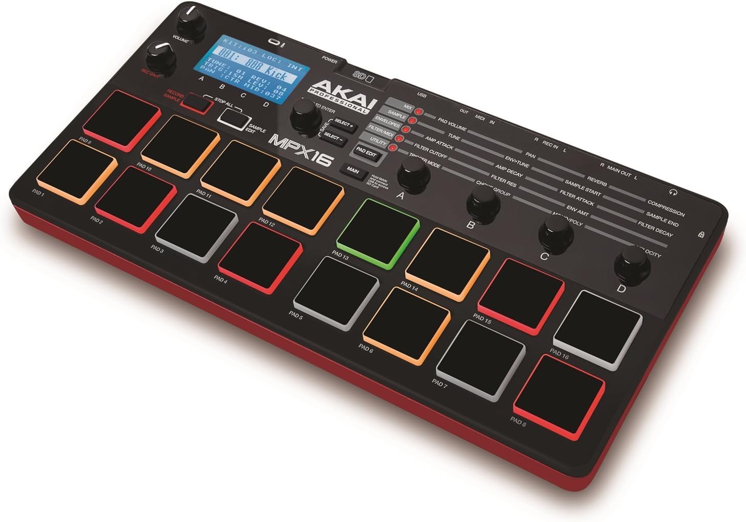 Akai Professional MPX8 USB MIDI Sample Pad Controller | 8 Velocity-Sensitive Pads, MIDI Connectivity, SD Card Slot, for Sampling and Beat Making