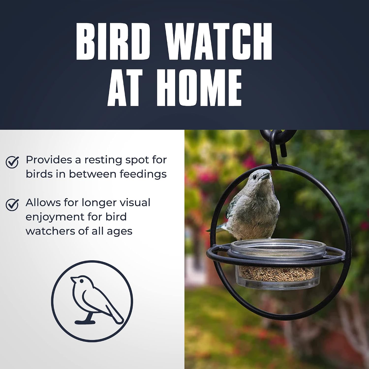 Monarch Abode Hanging Hummingbird Feeders for Outdoors – Single Handcrafted Hanging Glass Hummingbird Feeder with Red Bowl & Perch