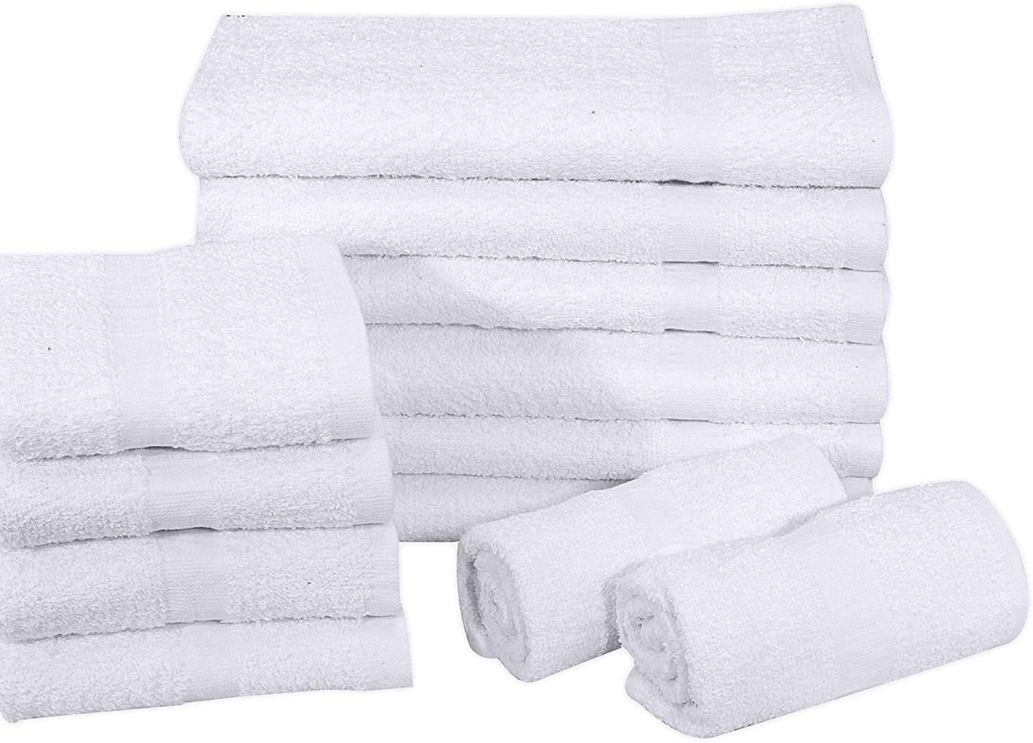 Bulk Pack 60 Pcs (5 Dozen) White Economy 15x25 Inches Basic Hand Towel - 2.25 lb/dz