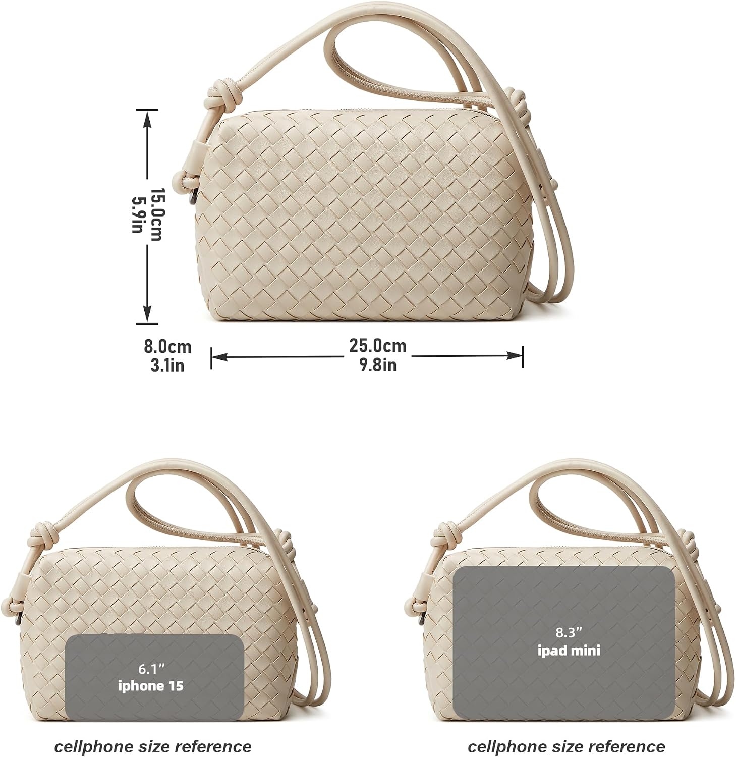Woven Crossbody Bag for Women: Vegan Leather Handbag for Leisure | Classic Handwoven Bag For Style - Compact Design, Lightweight, Minimalist Style, Fits Phone, Cards & Key, Ideal for Daily Use