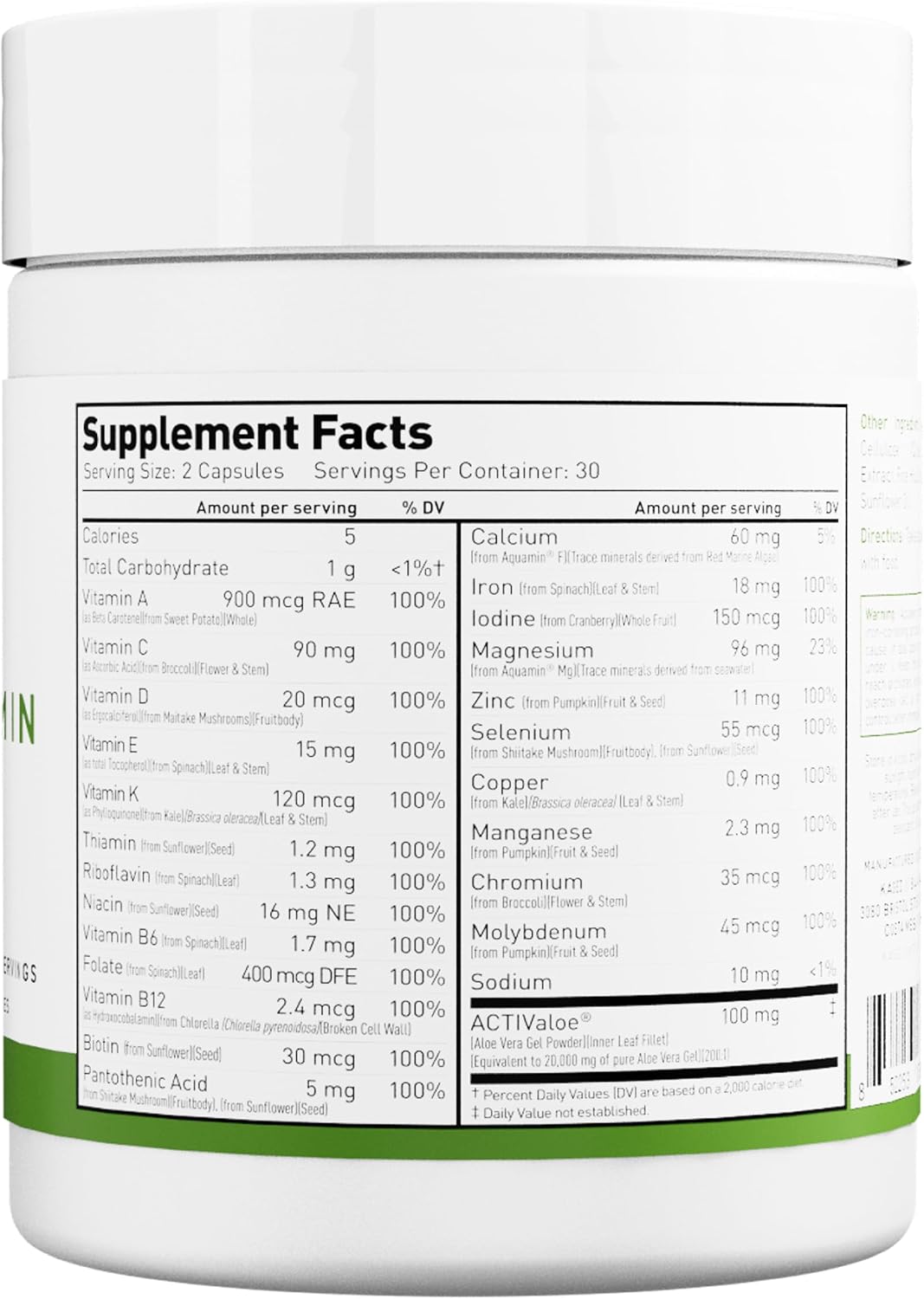 Kaged Multivitamin Capsules | Unflavored | Whole Foods Organic Fruits & Veggies | Plant Based Vegan Multivitamin | Vitamin C, D, E