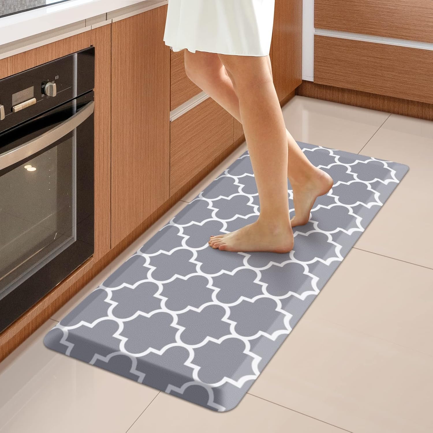 WISELIFE Kitchen Mats and Rugs Cushioned Anti-Fatigue, 17.3"x 60", Grey