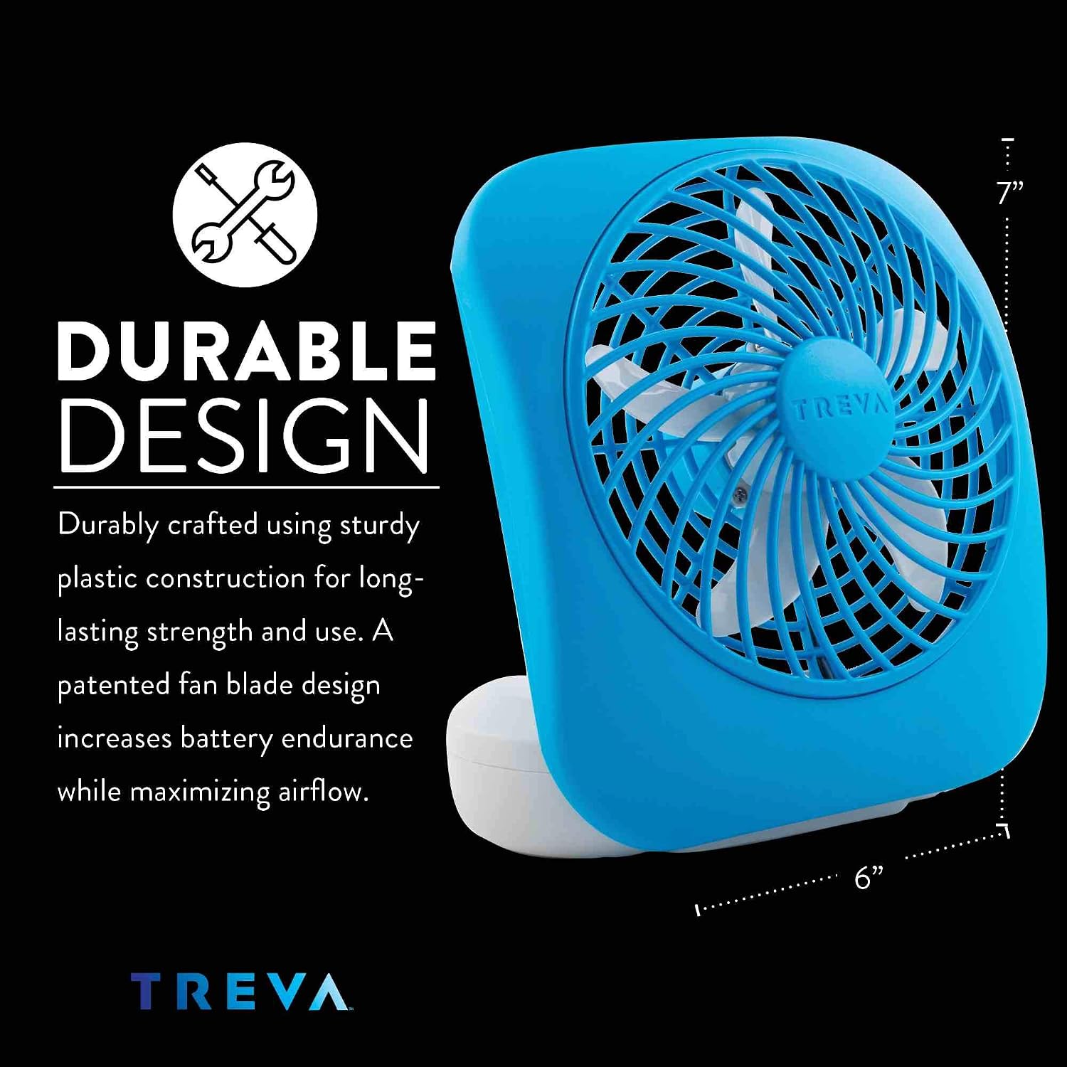 O2COOL Treva 5 in Portable Battery Powered Desk Fan 2-Speed Black | Yes