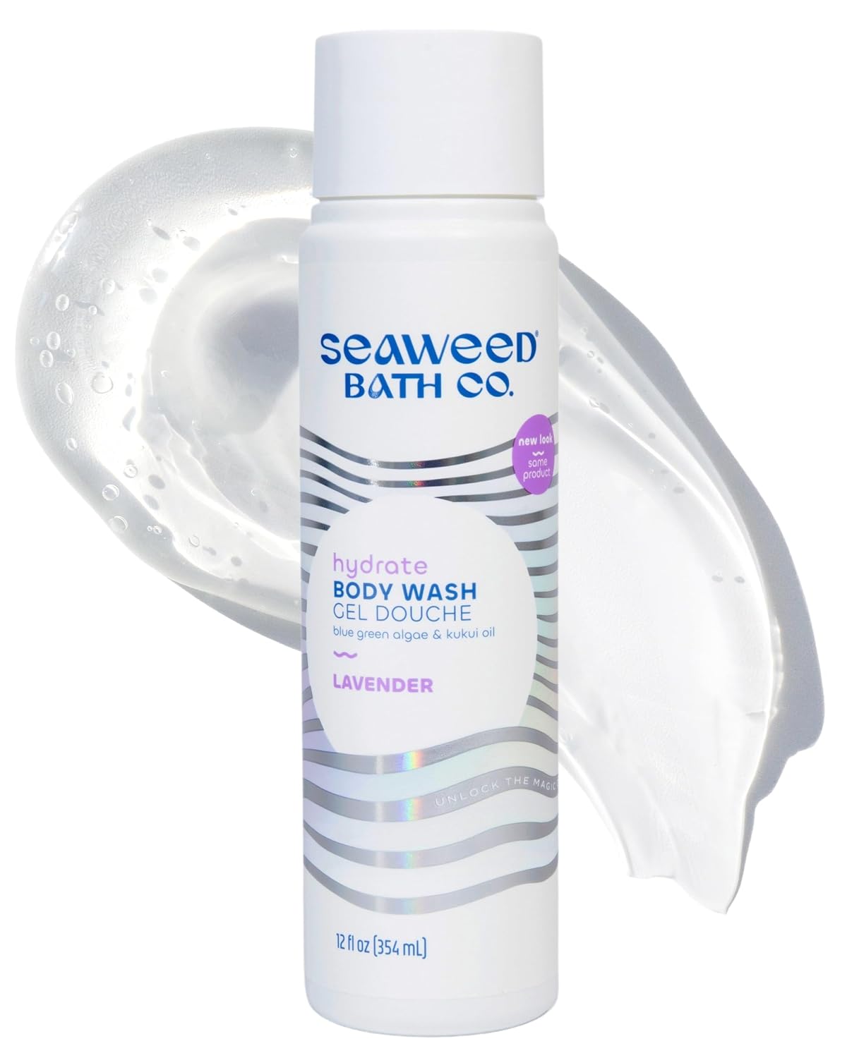 Seaweed Bath Co. Hydrate Body Wash, Unscented, 12 oz | Foaming Shower Gel Cleanser with Natural Ingredients, Fragrance Free and Gentle, Good for Sensitive Skin