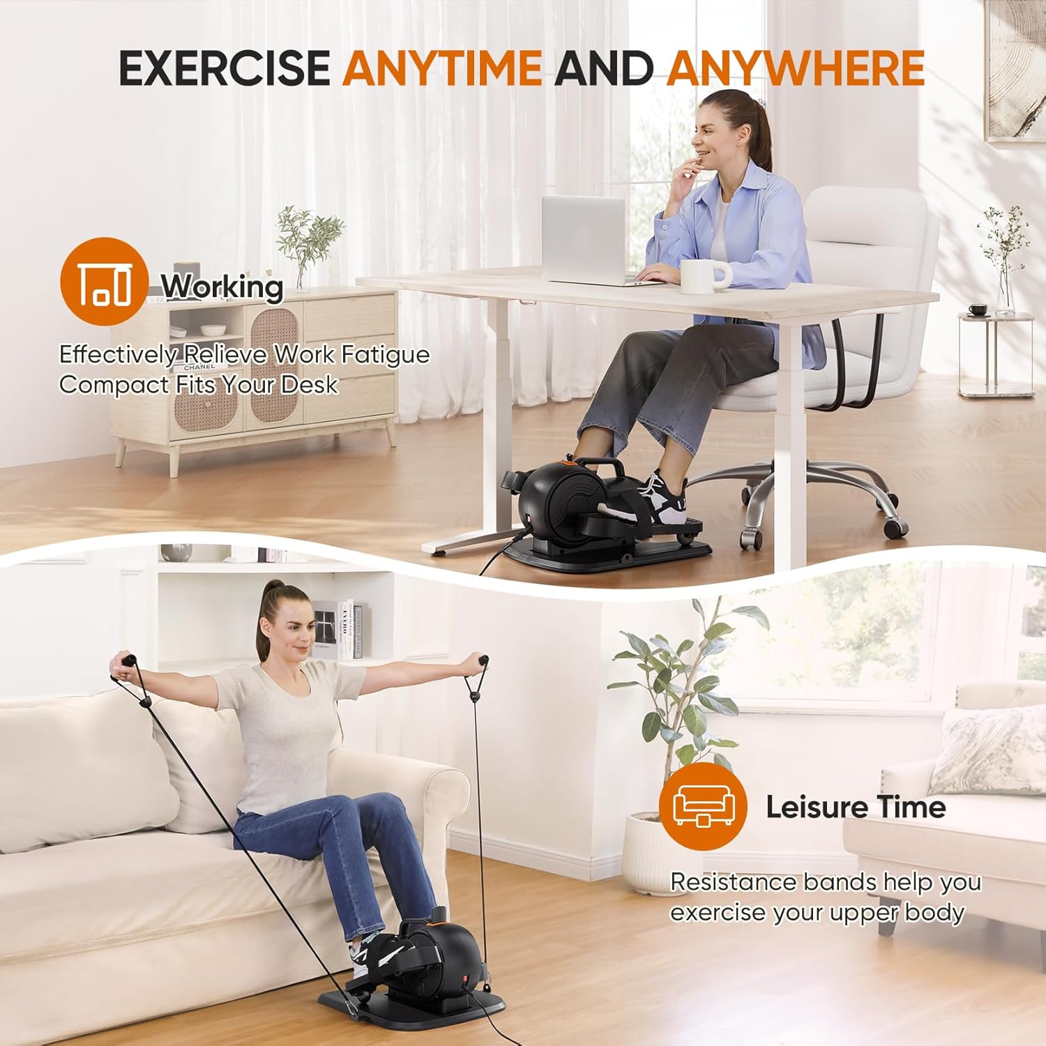 Dripex Under Desk Elliptical Machine, 3-in-1 Electric Leg Exerciser As Seen On TV, 16 Adjustable Speed & Resistance
