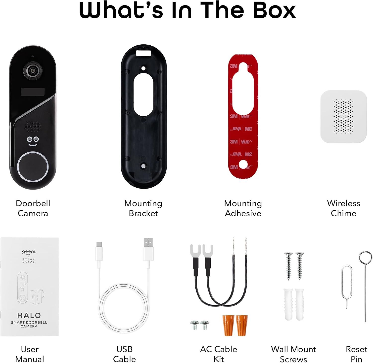 Geeni Halo 3MP Smart Video Doorbell Camera, Battery Powered or Hardwired | Includes plug-in chime, 2K HD video, 2-way audio, night vision