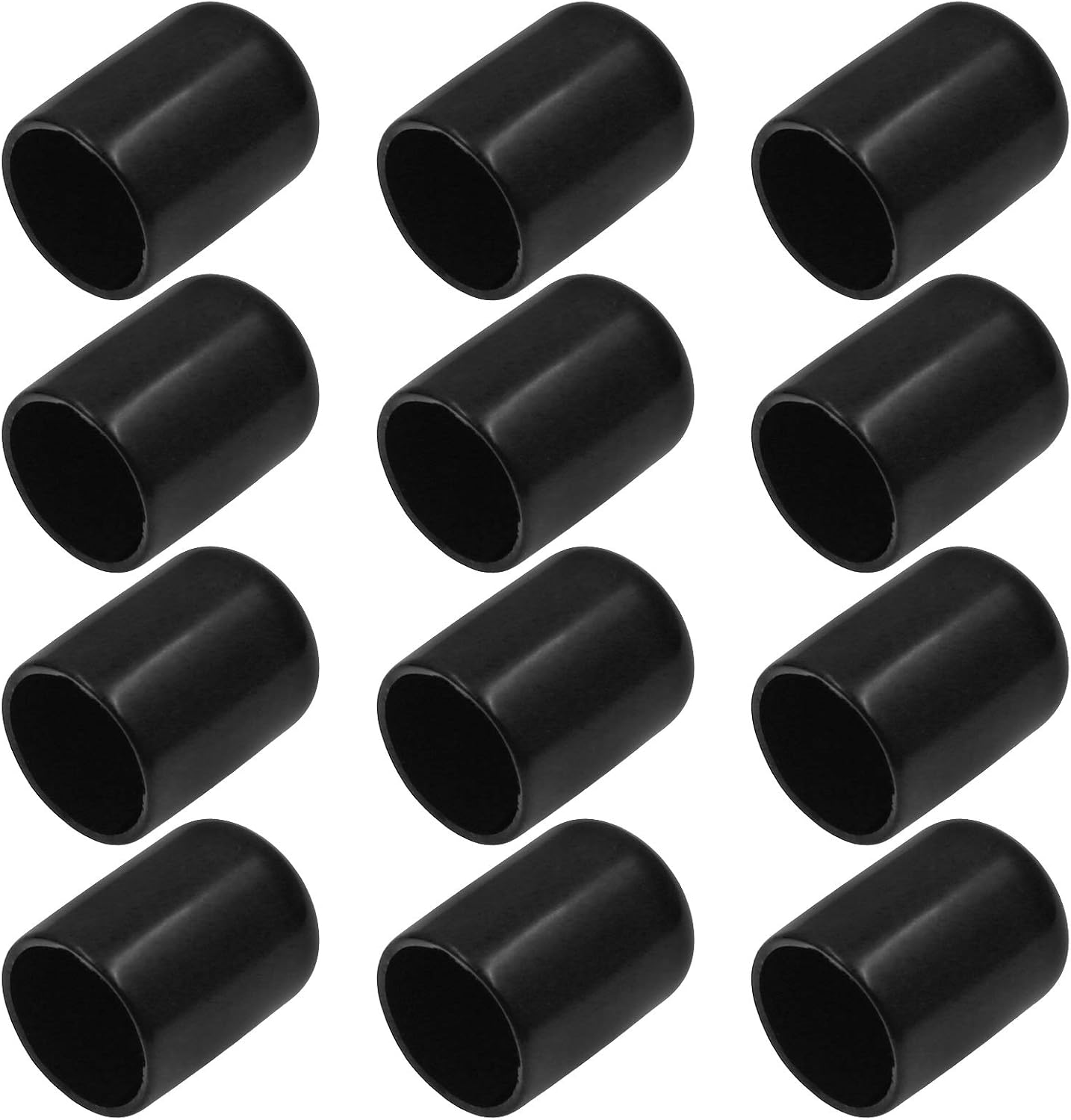 Bonsicoky 12Pcs Round Rubber End Caps 5/8" (16mm) ID, Black