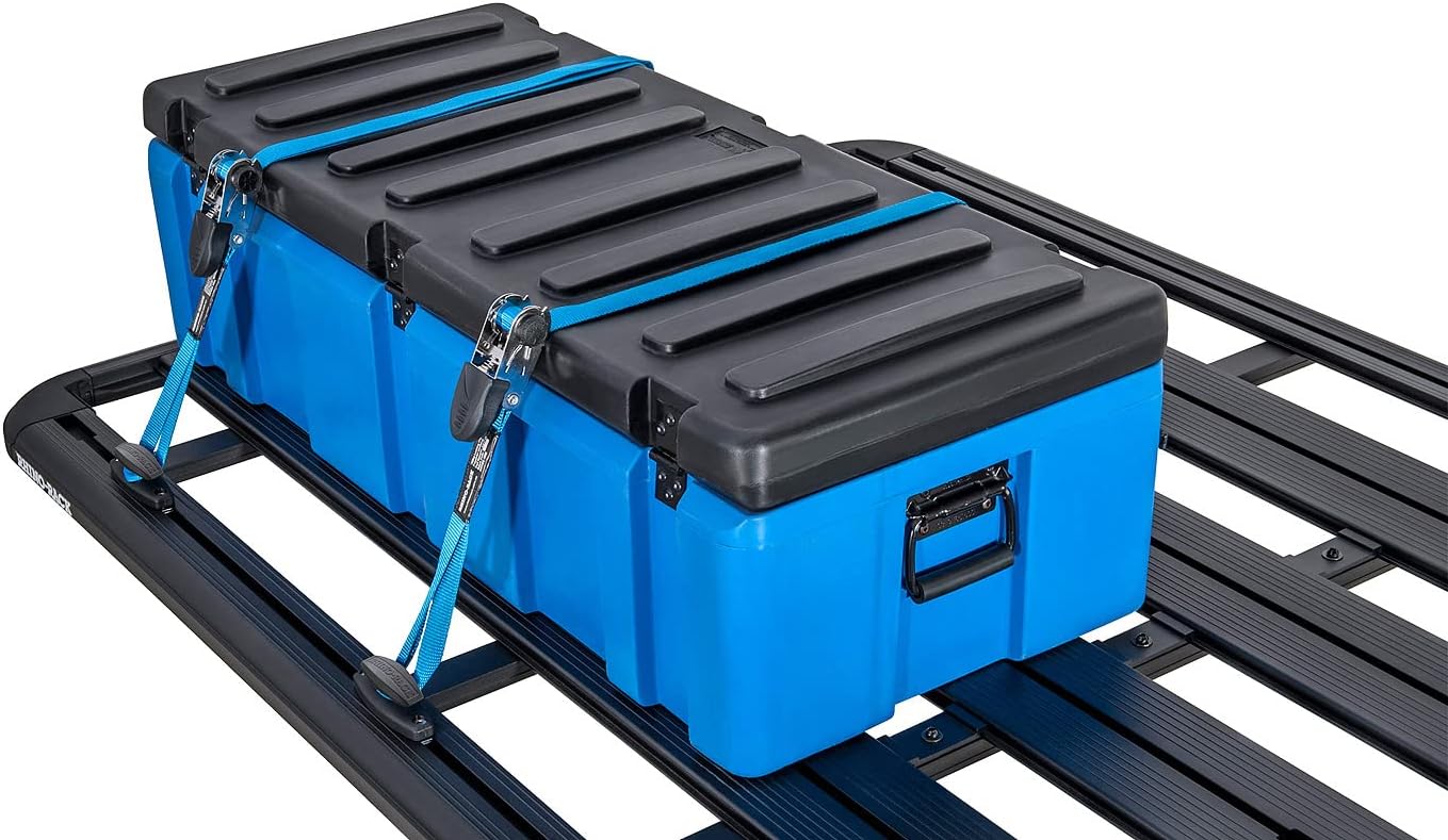 Rhino Rack Pioneer Platform Ratchet Tie Down Kit with Cleats, Easy Use & Installation, Heavy Duty, for All Vehicles, Low Profile, 2 Tie Down Straps