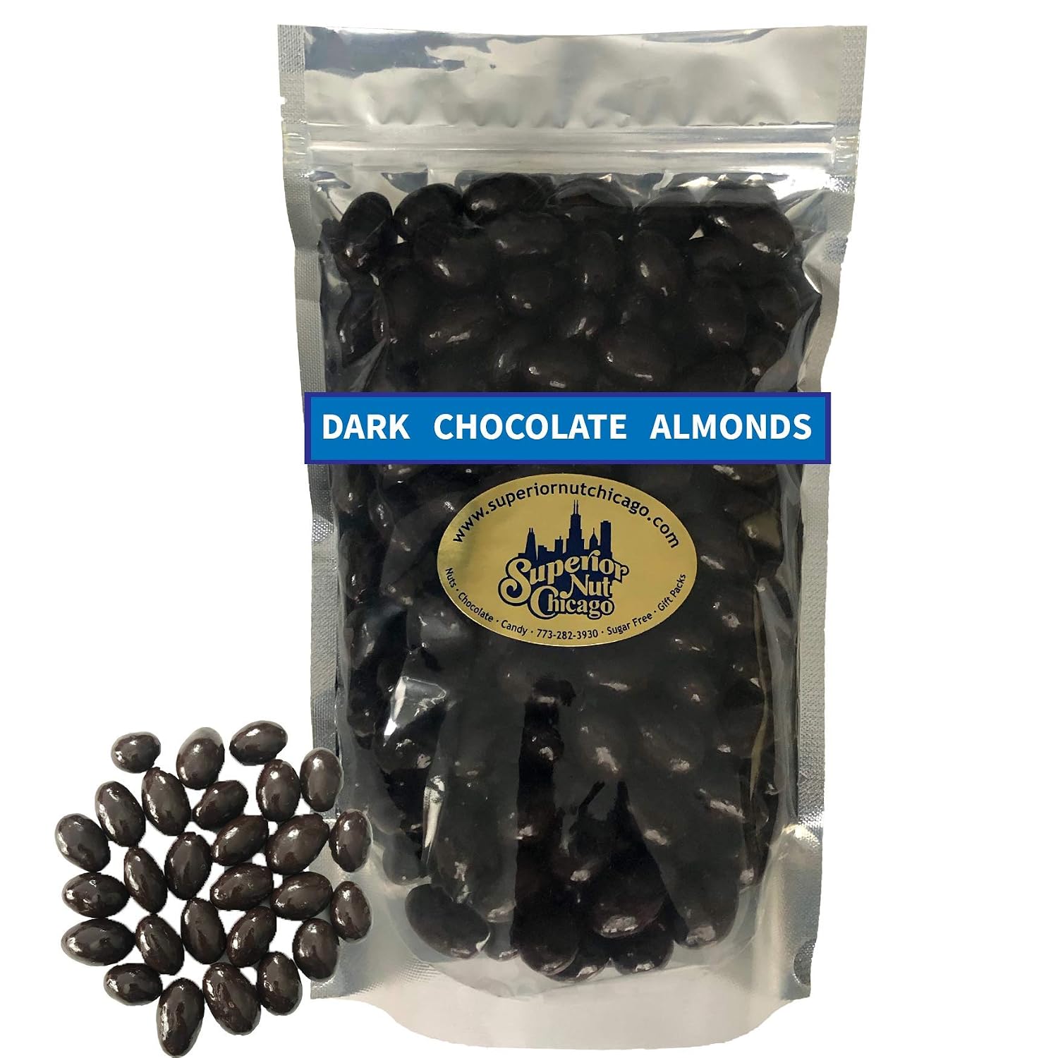 Dark Chocolate Covered Almonds - Crunchy Almonds Drenched in Rich Dark Chocolate (2 pound bag)