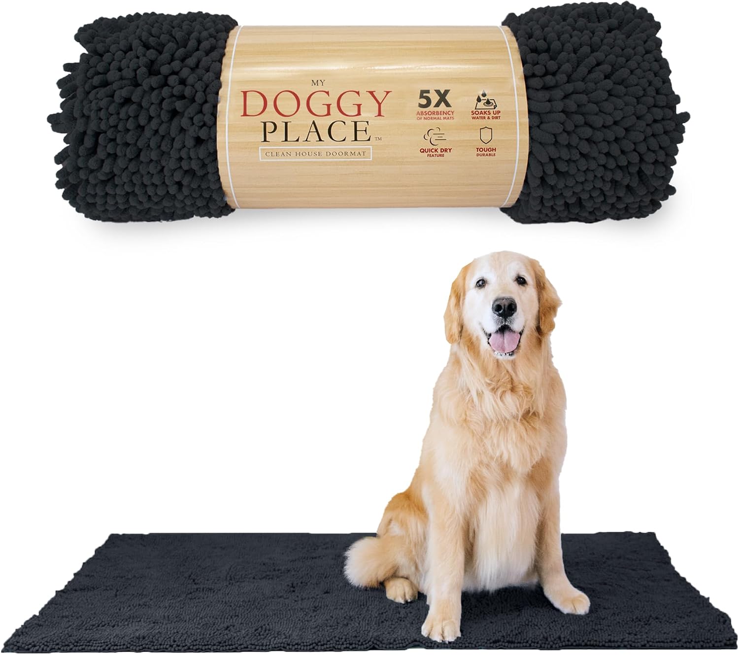 Dog Mud Mat, 31" x 20" Sage – Thick Microfiber Entry Rug for Snow, Mud & Salt – Absorbent, Quick-Dry, Washer-Safe & Non-Slip, Medium
