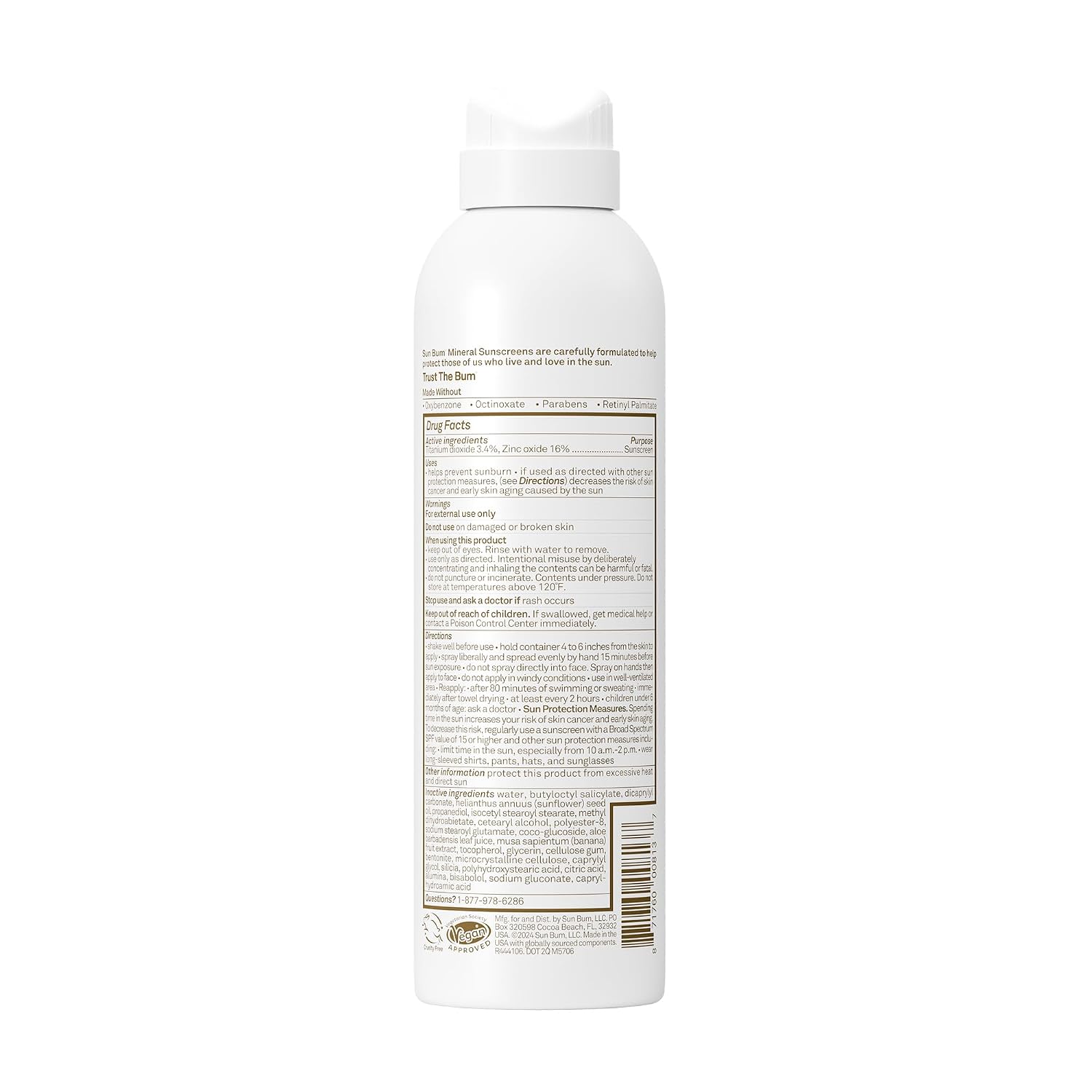 Sun Bum Mineral SPF 30 Sunscreen Body Spray - 6 oz | Broad Spectrum Moisturizing Sunscreen, for Sensative Skin, Vitamin E, Hawaii 104 Act Compliant (No Octinoxate & Oxybenzone)