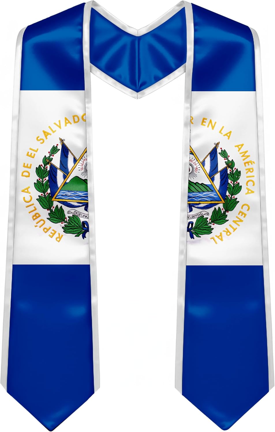 YOXEULL National Flag Embroidered Graduation Stole with Trim, Graduation Sash Graduates Gift, 72"