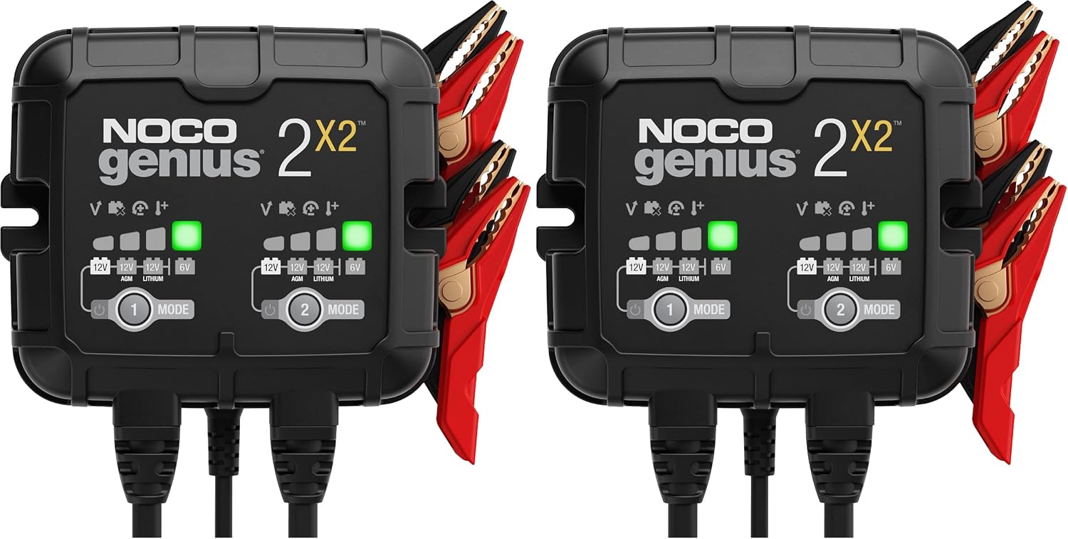 NOCO GENIUS2X2 6/12V 2-Bank Battery Charger, Trickle Charger & Maintainer