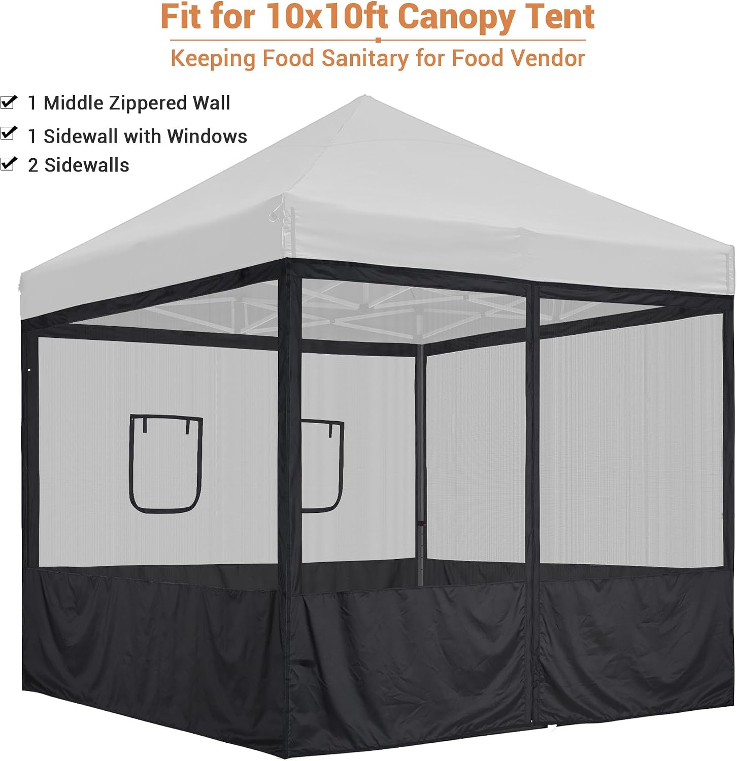 Yescom Pop Up Canopy Half Mesh Sidewall with Window 10x10Ft for Food Booth