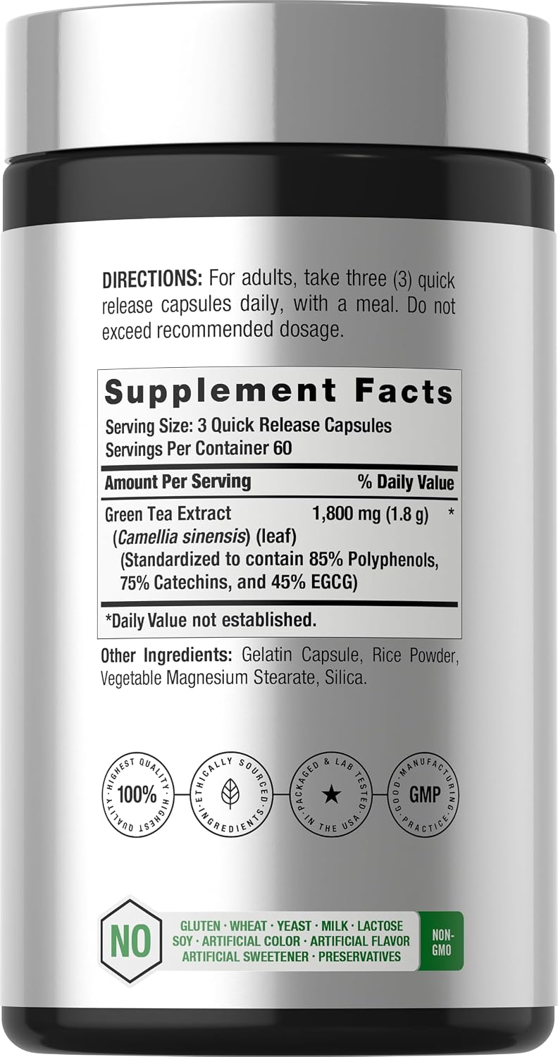 Horbäach EGCG Green Tea Extract Pills | 180 Capsules | Max Potency